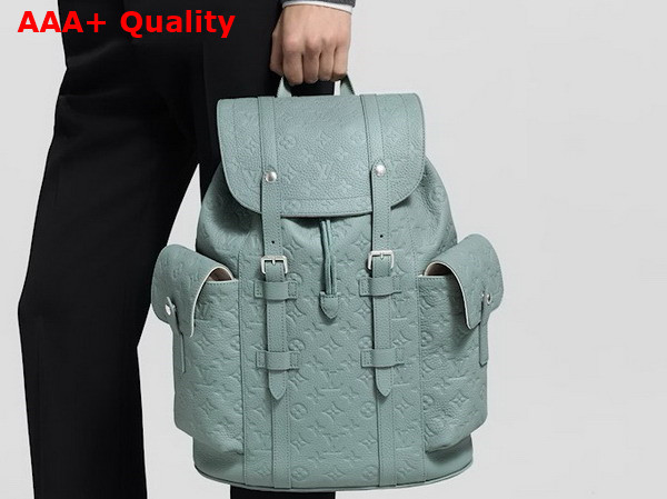 Louis Vuitton Christopher MM Backpack in Misty Lake Green Taurillon Monogram Leather M13863 Replica