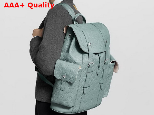 Louis Vuitton Christopher MM Backpack in Misty Lake Green Taurillon Monogram Leather M13863 Replica