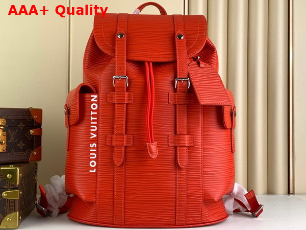 Louis Vuitton Christopher MM Backpack in Vermillion Red Epi XL Grained Leather M23764 Replica