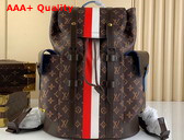 Louis Vuitton Christopher MM Backpack with Red and White Stripe Print M59662 Replica