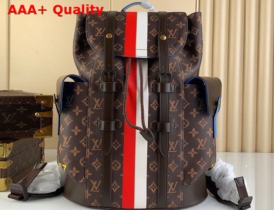 Louis Vuitton Christopher MM Backpack with Red and White Stripe Print M59662 Replica