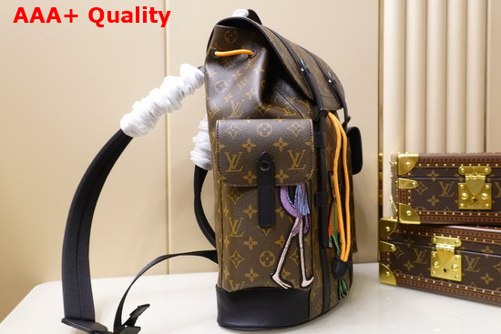 Louis Vuitton Christopher PM Monogram Canvas with Matte Black Trim Embroidered Patches of the LV Friends Virgil Abloh Introduced in His Zoom with Friends Animated Film M45617 Replica