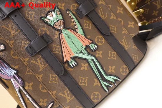 Louis Vuitton Christopher PM Monogram Canvas with Matte Black Trim Embroidered Patches of the LV Friends Virgil Abloh Introduced in His Zoom with Friends Animated Film M45617 Replica