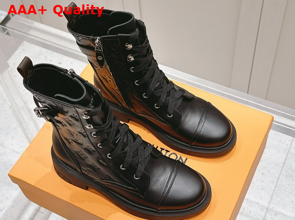 Louis Vuitton Citizen Flat Ranger Boot in Black Monogram Debossed Calf Leather 1ADAY2 Replica