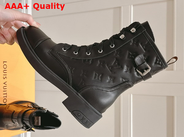 Louis Vuitton Citizen Flat Ranger Boot in Black Monogram Debossed Calf Leather 1ADAY2 Replica