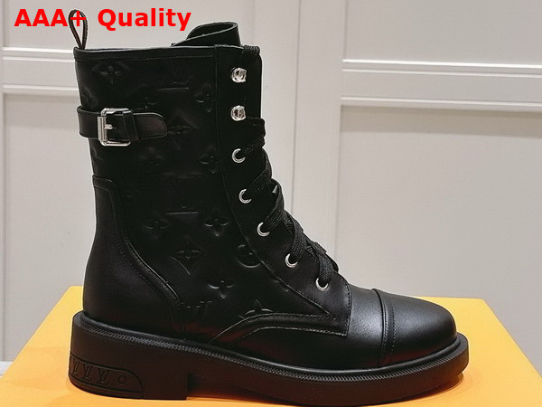 Louis Vuitton Citizen Flat Ranger Boot in Black Monogram Debossed Calf Leather 1ADAY2 Replica
