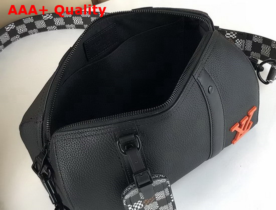 Louis Vuitton City Keepall Bag in Black Grained Leather with Black and White Damier Distorted Canvas M57417 Replica