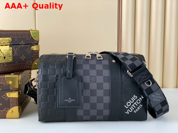 Louis Vuitton City Keepall Damier Infini Cowhide Leather and Damier Graphite Coated Canvas N40452 Replica