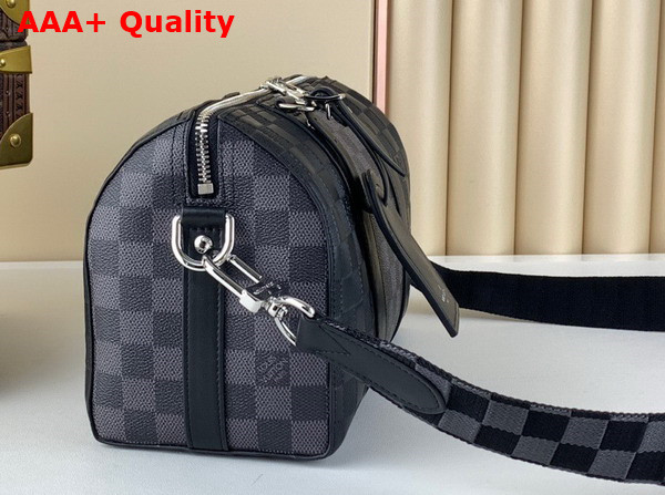 Louis Vuitton City Keepall Damier Infini Cowhide Leather and Damier Graphite Coated Canvas N40452 Replica