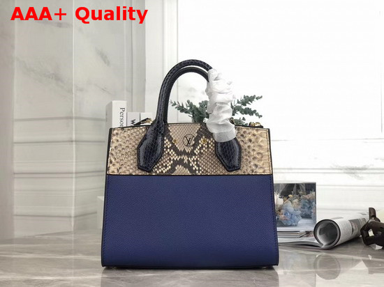 Louis Vuitton City Steamer Mini Navy Blue Grained Calfskin and Beige Python Leather N96317 Replica