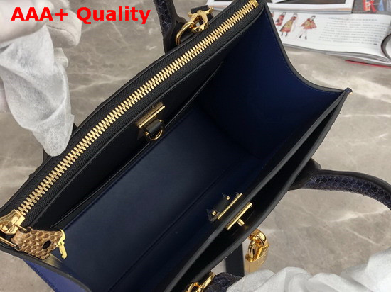Louis Vuitton City Steamer Mini Navy Blue Grained Calfskin and Beige Python Leather N96317 Replica