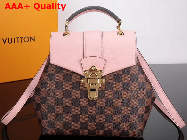 Louis Vuitton Clapton Backpack Damier Ebene Canvas and Small Grained Cowhide Leather Magnolia N42262 Replica