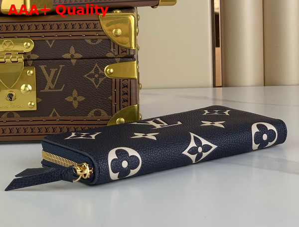 Louis Vuitton Clemence Wallet Navy Creme Monogram Empreinte Leather M83594 Replica