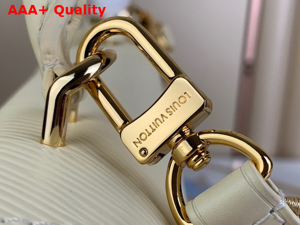 Louis Vuitton Cluny BB Handbag Quartz White Epi Leather Gold Color and Multicolour Finish Hardware Replica