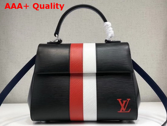 Louis Vuitton Cluny BB in Black Epi Leather with Red and White Stripe Replica