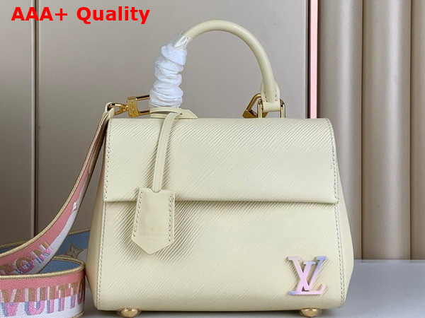 Louis Vuitton Cluny Mini Handbag Quartz White Epi Leather Gold Color and Multicolour Finish Hardware M22946 Replica