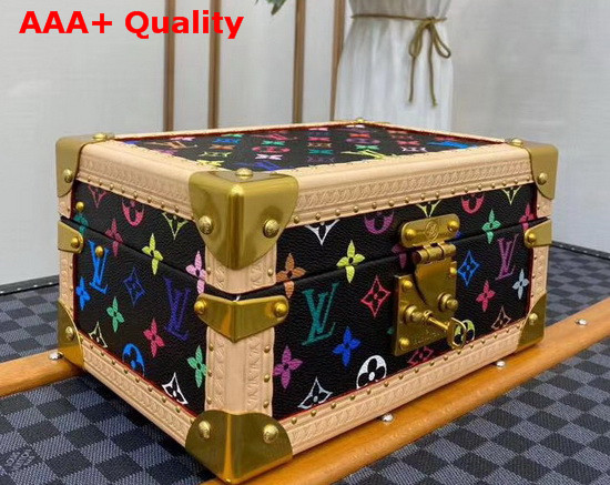Louis Vuitton Coffret Tresor 24 Black Multicolor Canvas Blue Microfiber Lining Replica