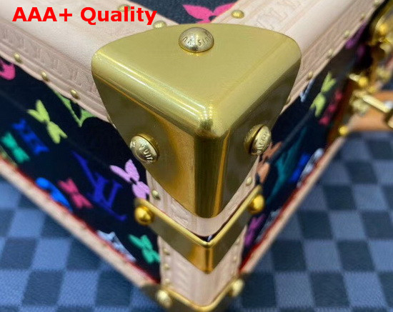 Louis Vuitton Coffret Tresor 24 Black Multicolor Canvas Blue Microfiber Lining Replica