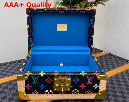 Louis Vuitton Coffret Tresor 24 Black Multicolor Canvas Blue Microfiber Lining Replica