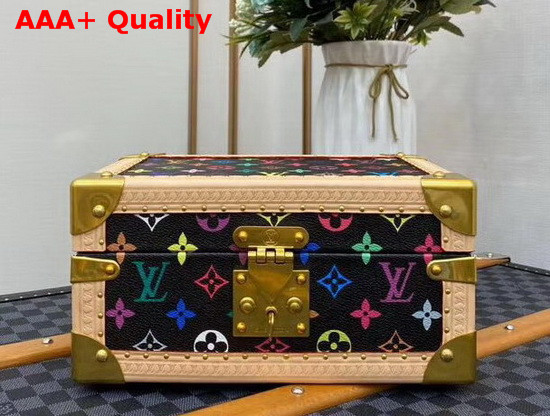Louis Vuitton Coffret Tresor 24 Black Multicolor Canvas Blue Microfiber Lining Replica