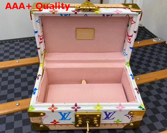 Louis Vuitton Coffret Tresor 24 White Multicolor Canvas Rose Ballerine Microfiber Lining Replica