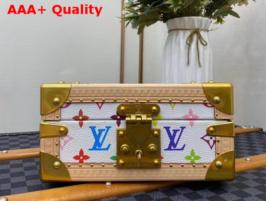 Louis Vuitton Coffret Tresor 24 White Multicolor Canvas Rose Ballerine Microfiber Lining Replica