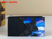 Louis Vuitton Coin Card Holder Blue and Purple Sunrise Monogram Eclipse Coated Canvas Replica