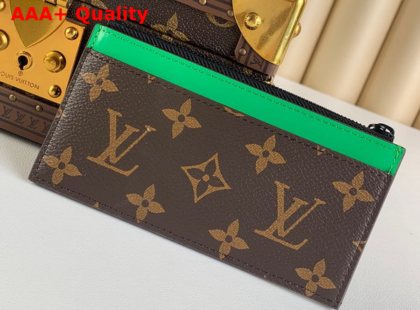 Louis Vuitton Coin Card Holder Monogram Macassar Coated Canvas and Minty Green Cowhide Leather M81627 Replica