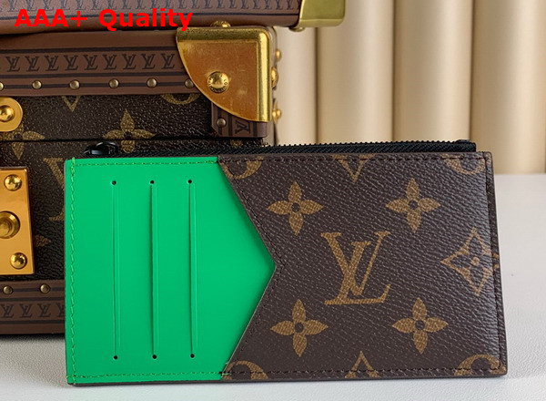 Louis Vuitton Coin Card Holder Monogram Macassar Coated Canvas and Minty Green Cowhide Leather M81627 Replica