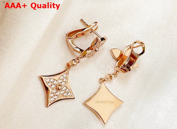 Louis Vuitton Color Blossom Long Earrings Pink Gold and Diamonds Replica