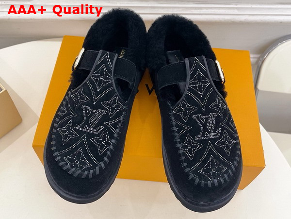 Louis Vuitton Colorado Comfort Mary Jane Black Monogram Embroidered Suede Calf Leather 1AIGKJ Replica