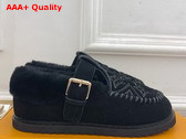 Louis Vuitton Colorado Comfort Mary Jane Black Monogram Embroidered Suede Calf Leather 1AIGKJ Replica
