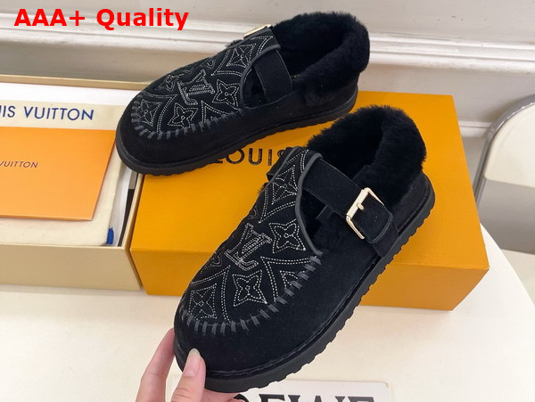 Louis Vuitton Colorado Comfort Mary Jane Black Monogram Embroidered Suede Calf Leather 1AIGKJ Replica