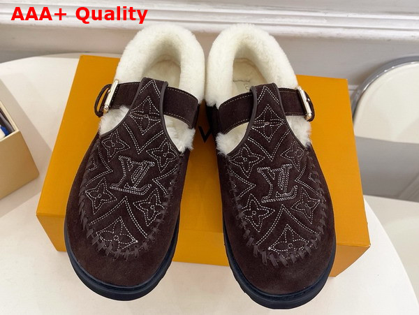 Louis Vuitton Colorado Comfort Mary Jane Brown Monogram Embroidered Suede Calf Leather 1AIGLF Replica