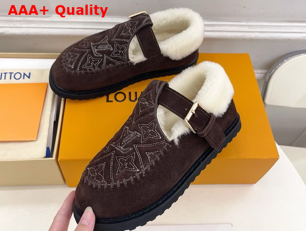 Louis Vuitton Colorado Comfort Mary Jane Brown Monogram Embroidered Suede Calf Leather 1AIGLF Replica