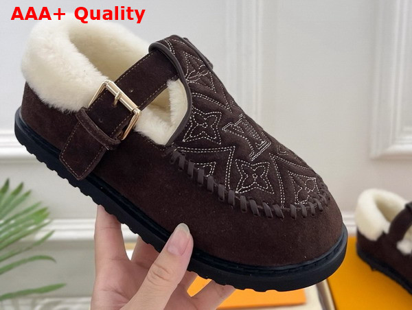 Louis Vuitton Colorado Comfort Mary Jane Brown Monogram Embroidered Suede Calf Leather 1AIGLF Replica
