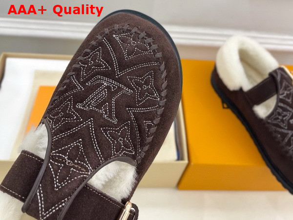 Louis Vuitton Colorado Comfort Mary Jane Brown Monogram Embroidered Suede Calf Leather 1AIGLF Replica