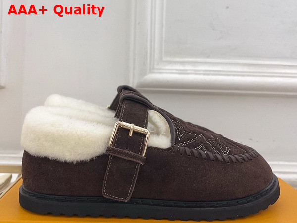 Louis Vuitton Colorado Comfort Mary Jane Brown Monogram Embroidered Suede Calf Leather 1AIGLF Replica
