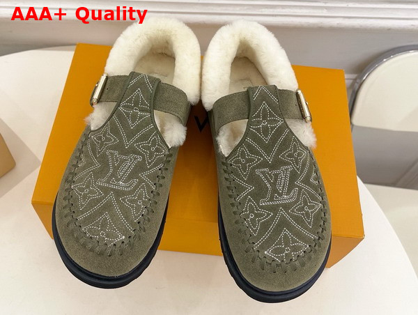 Louis Vuitton Colorado Comfort Mary Jane Khaki Monogram Embroidered Suede Calf Leather Replica