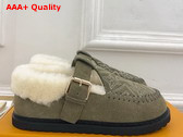 Louis Vuitton Colorado Comfort Mary Jane Khaki Monogram Embroidered Suede Calf Leather Replica