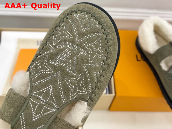 Louis Vuitton Colorado Comfort Mary Jane Khaki Monogram Embroidered Suede Calf Leather Replica