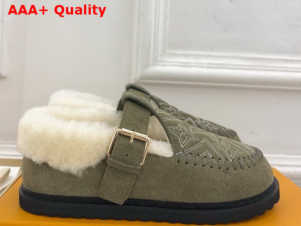 Louis Vuitton Colorado Comfort Mary Jane Khaki Monogram Embroidered Suede Calf Leather Replica