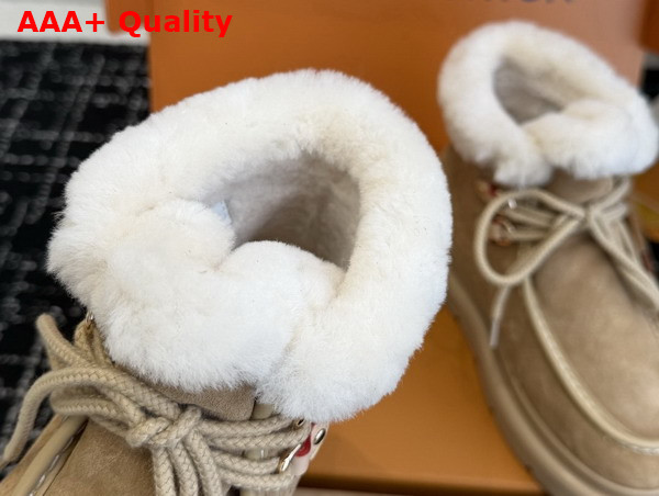 Louis Vuitton Cortina Low Boot in Beige Monogram Debossed Suede Calf Leather 1AIUFW Replica