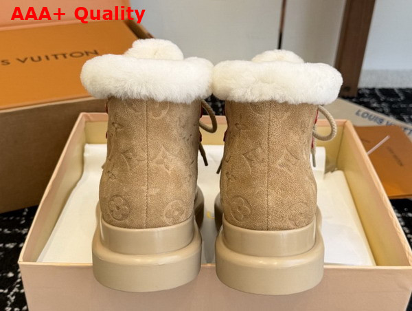 Louis Vuitton Cortina Low Boot in Beige Monogram Debossed Suede Calf Leather 1AIUFW Replica
