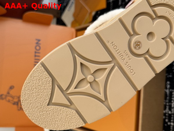 Louis Vuitton Cortina Low Boot in Beige Monogram Debossed Suede Calf Leather 1AIUFW Replica