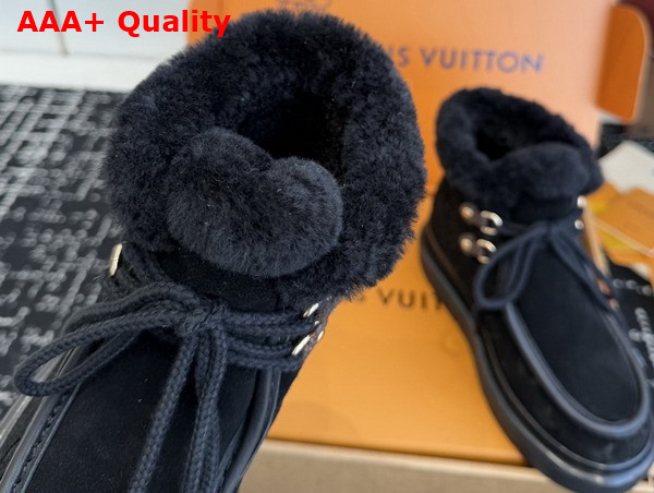 Louis Vuitton Cortina Low Boot in Black Monogram Debossed Suede Calf Leather Replica