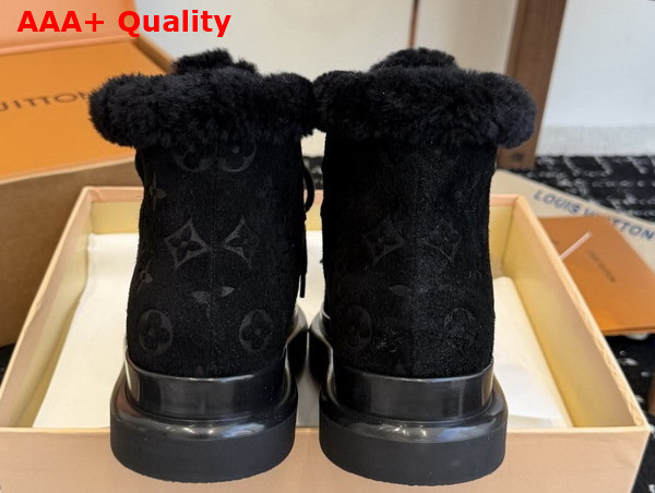 Louis Vuitton Cortina Low Boot in Black Monogram Debossed Suede Calf Leather Replica