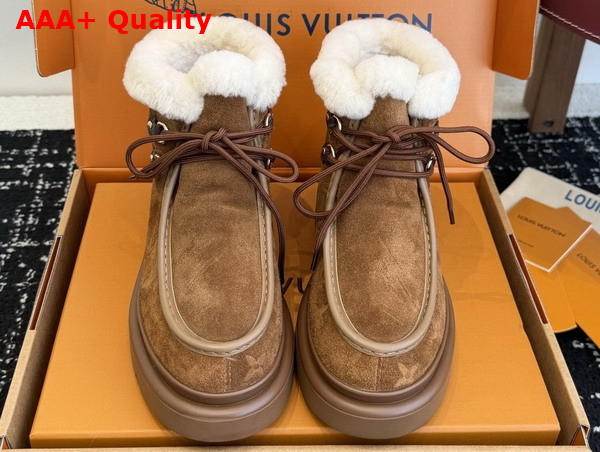 Louis Vuitton Cortina Low Boot in Brown Monogram Debossed Suede Calf Leather 1AIUGD Replica