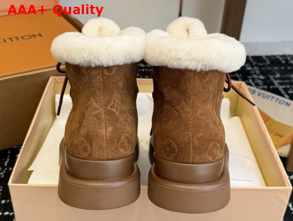Louis Vuitton Cortina Low Boot in Brown Monogram Debossed Suede Calf Leather 1AIUGD Replica
