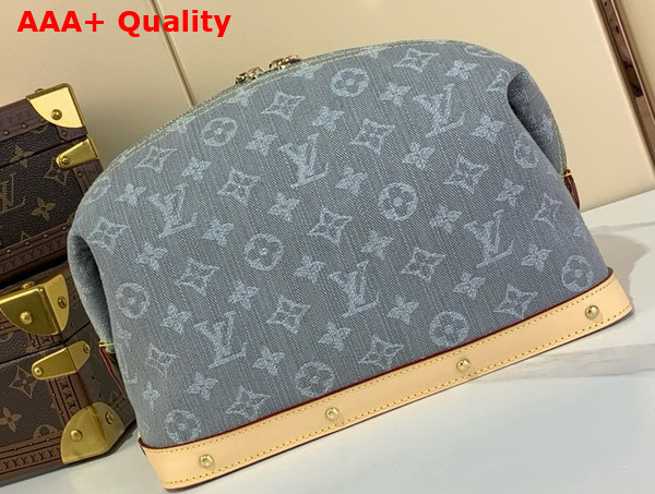 Louis Vuitton Cosmetic Pouch GM Cloudy Gray Monogram Denim Organic Cotton M13750 Replica